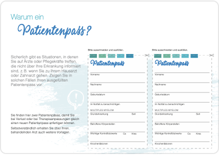 Patientenpass fuer die Brieftasche Multiples Myelom